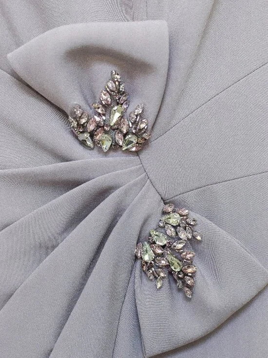 Gia Franco Mauve Purple Embellished Bow Floor Length Trumpet Evening Gown Size 4 - Picture 6 of 13